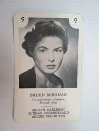 Ingrid Bergman / Ruotsalainen elokuva - Svensk film -filmitähti-korttipelin kuva / pelikortti -moviestars / playing cards -picture