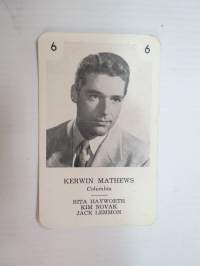Kerwin Mathews / Columbia -filmitähti-korttipelin kuva / pelikortti -moviestars / playing cards -picture