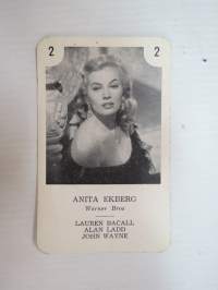 Anita Ekberg / Warner Bros -filmitähti-korttipelin kuva / pelikortti -moviestars / playing cards -picture
