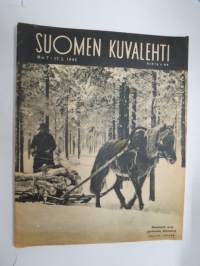 Suomen Kuvalehti 1945 nr 7, ilmestynyt 17.2.1945, sis. mm. seur. artikkelit / kuvat / mainokset; Kansikuva 