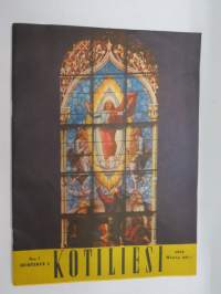 Kotiliesi 1955 nr 7, huhtikuu sis. mm. seur. artikkelit / kuvat / mainokset; Kansikuva sisäkuva Rauman kirkko - Alttaritaulu,,Kas-Kas kotiväri, 4711, Cutex,