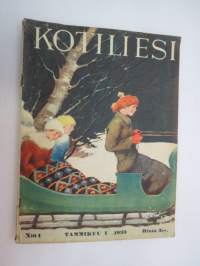 Kotiliesi 1933 nr 1, ilmestynyt 1.1.1933, tammikuu I numero, sis. mm. seur. artikkelit / kuvat / mainokset; Kansikuvitus Rudolf Koivu - 