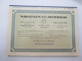 W. Rosenlew & Co Ab 5,00% 1935 Litt. B 10 000 mk -obligaatio / bond
