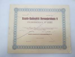 Asunto-osakeyhtiö Nervanderinkatu 9, Helsinki 5 000 mk 1924, sarja B -osakekirja -share certificate
