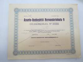 Asunto-osakeyhtiö Nervanderinkatu 9, Helsinki 10 000 mk 1924, sarja A -osakekirja -share certificate