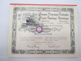 Suomen Höyrylaiva Osakeyhtiö - Finska Ångfartygs Aktiebolag, Helsinki 1941, 5 osaketta / 5 aktier á 1 000 mk, 5 000 mk, Litt. B -osakekirja / share certificate
