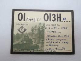 QTH Parola, Hämeenlinna, psm P. Laine, 5.11.1954 -yhteyskortti / radio amateur´s connection card
