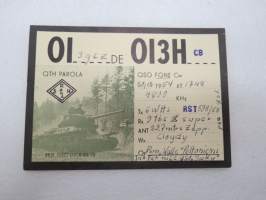 QTH Parola, Hämeenlinna, psm Kalle Peltoniemi, 20.12.1954 -yhteyskortti / radio amateur´s connection card