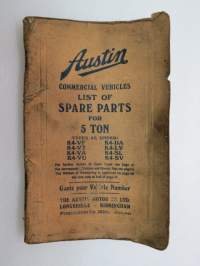 Austin Commercial Vehicles - List of Spare Parts for 5 Ton K4-VF, K4-VT, K4-VA, K4-VU, K4-DA, K4-LV, K4-SL, K4-SV -varaosaluettelo