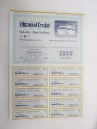 Diamond Cruise Osakekirja Share Certificate Litt. H 1 000 kantaosaketta à 10 mk 10 000 Ordinary shares, Helsinki 18.5.1990 SPECIMEN -osakekirja / share certificate