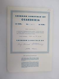 Loimaan Liiketalo Oy, Loimaa 1970, 10 000 mk, Oskari Heikkilä Oy, nr 8 -osakekirja / share certificate