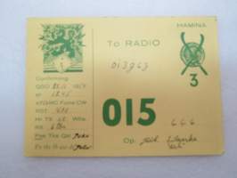 Jääkäripataljoona 3, Hamina, jääkäri Silosorka -yhteyskortti / radio amateur´s connection card