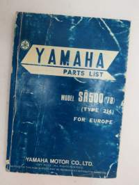 Yamaha SR500 1978 Type 2J4 for Europe Parts List -varaosaluettelo