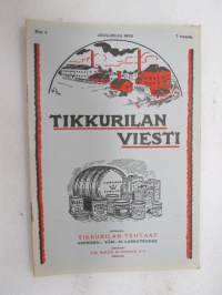 Tikkurilan Viesti 1935 nr 4 -asiakaslehti, sisältää mm. asiapitoisia ammattiartikkeleita maalaus- suojaus- ja pinnoitustöistä ja materiaaleista -customer