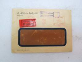 A. Ahlström Oy - Warkaus -kirjekuori - pika-express, sotasensuurileima -envelope