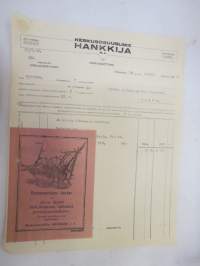 Keskusosuusliike Hankkija, Helsinki 24.7.1923 - Sauvon ja Karunan Osuusmeijeri -asiakirja, mukaan liimattu perunannostokone Harder / Oja-aura Valtava esite