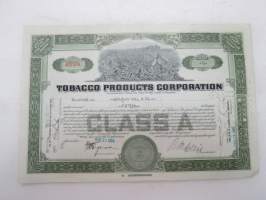 Tobacco Products Corporation, 15 shares, nr A02504, 1929 -share certificate / osakekirja