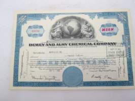 Dewey and Almy Chemical Company, 25 shares, nr B06788, 1952 -share certificate / osakekirja