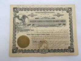 Hazleton Farmers Co-Operative Creamery Company, 5 shares, nr 126, 1923 -share certificate / osakekirja