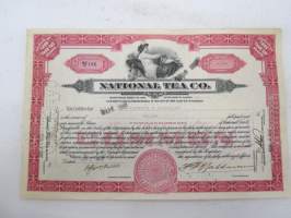 National Tea Co., 10 shares, nr NC/O 186, 1928 -share certificate / osakekirja