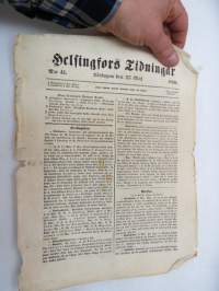 Helsingfors Tidningar, Onsdagen den 22 Maj 1850, innehåller bl. a. följande artiklar / annonser; Utnänmde - Stadsläkaren i Kuopio Dr. L.D. Thuring till