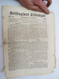 Helsingfors Tidningar, Lördagen den 25 Maj 1850, innehåller bl. a. följande artiklar / annonser; Utnämnde - Translatorn  wie generalgouvernements kansliet