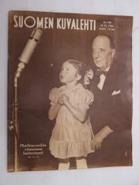 Suomen Kuvalehti 1956 nr 50, ilmestynyt 15.12.1956, sis. mm. seur. artikkelit / kuvat / mainokset; Kansikuva Markus-sedän (Markus Rautio) viimeinen lastentunti +