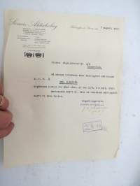 Sörnäs Aktiebolag, Helsingfors & Sörnäs den 7.8.1923 -asiakirja / business document