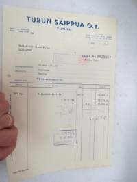 Turun Saippua Oy, Turku, 8.11.1952 -asiakirja / business document