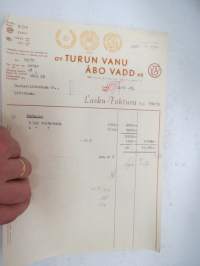 Oy Turun Vanu - Åbo VAdd Ab, Turku, 22.10.1952 -asiakirja / business document