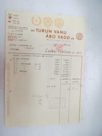 Oy Turun Vanu - Åbo VAdd Ab, Turku, 11.11.1952 -asiakirja / business document