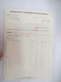 Oy Tampereen Kehruutehdas, Tampere, 20.11.1952 -asiakirja / business document