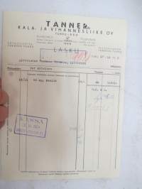 Tannerin Kala- ja Vihannesliike Oy, Turku, 17.11.1952 -asiakirja / business document