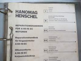 Hanomag Henschel - Ottomoottorin A60-16 EC korjaamokäsikirja / Reparationshandbok för förgasarmotorn / Reparationshandbog for motoren
