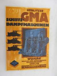 Görlitzer GMA Schiffsdampfmaschinen - Wumag Waggon- und Maschinenbau Ag Görlitz -laivamoottori, myyntiesite saksaksi / brochure