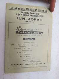 Satakunnan Maakuntajuhlat Säkylän eenokilla 6-7.7.1957 - Juhlaopas -käsiohjelma -program