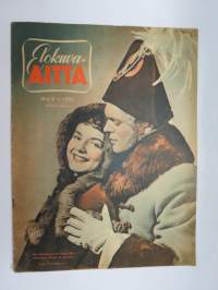 Elokuva-Aitta 1950 nr 8, Kansik. Eila Peitsalo & Leif Wager, Oscrin saajat, Varkaitten markkinat, Tähtien pukuhuolia, Tähtikuvasto-kuvia Henry Theel, Elna Hellman