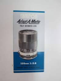 Tamron Adapt-A-Matic 135mm 1:2.8 fully automatic lense -myyntiesite / brochure