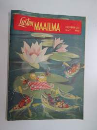 Lasten Maailma 1953 nr 7, tehtäviä, tarinoita, sarjakuvia, päätoimittaja Markus Rautio, kuvittanut mm. Maija Karma -children´s magazine