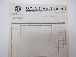 Oy A.F. Aaltonen, Turku 8.10.1948 - Autokoulu ja autokorjaamo Visa, Uusikaupunki -asiakirja / business document
