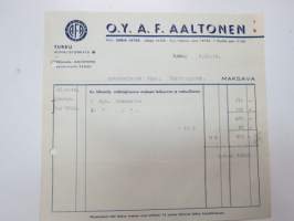 Oy A.F. Aaltonen, Turku 8.10.1948 - Autokoulu ja autokorjaamo Visa, Uusikaupunki -asiakirja / business document