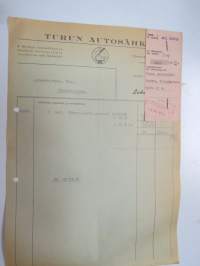 Turun Autosähkö, Turku 30.8.1947 - Autokoulu ja autokorjaamo Visa, Uusikaupunki -asiakirja / business document