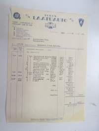 Turun Laatuauto, Turku 19.9.1947 - Autokoulu ja autokorjaamo Visa, Uusikaupunki -asiakirja / business document