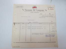 Oy Vacuum Oil company Ab, Helsinki, 22.3.1949 - Autokoulu ja autokorjaamo Visa, Uusikaupunki -asiakirja / business document