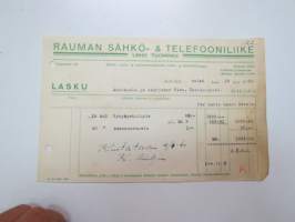 Rauman Sähkö- ja Telefooniliike Urho Tuominen, Rauma  28.2.1946 - Autokoulu ja autokorjaamo Visa, Uusikaupunki -asiakirja / business document