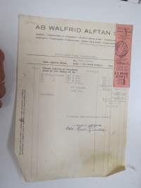 Oy Walfrid Alfthan, Helsinki, 19.9.1947 - Autokoulu ja autokorjaamo Visa, Uusikaupunki -asiakirja / business document