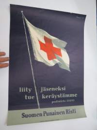 Suomen Punainen Risti - Liity jäseneksi, tue keräystämme -juliste, piirtänyt Erik Bruun 1951 / poster, Finnish Red Cross, drawn by Erik Bruun