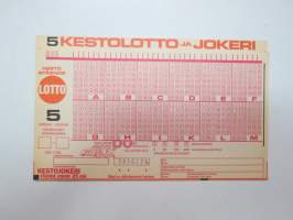 Lottokuponki - Lotto 5 Kestolotto ja Jokeri nr 3850226 -Lotto / lottery-coupon