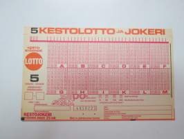 Lottokuponki - Lotto 5 Kestolotto ja Jokeri nr 43850227 -Lotto / lottery-coupon