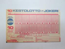 Lottokuponki - Lotto 10 Kestolotto ja Jokeri nr 6909400 -Lotto / lottery-coupon
